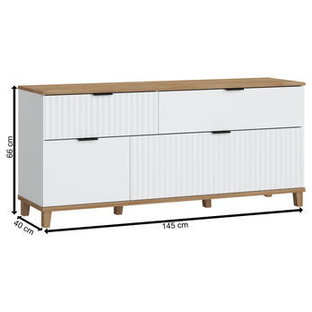 Komoda PLISSEE PLIF01 alpská bílá/dub grandson 2