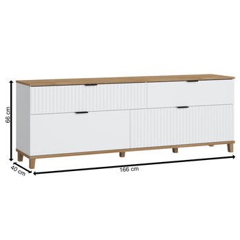 Komoda  PLISSEE PLIF02 alpská bílá/dub grandson 2