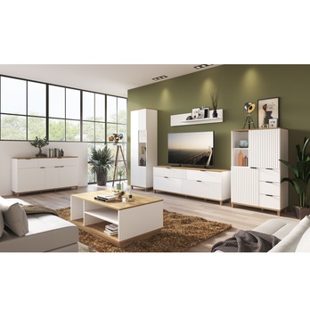 Skříň PLISSEE PLIK02 alpská bílá/dub grandson 1