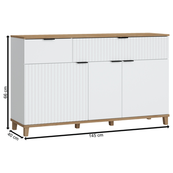 Komoda PLISSEE PLIK05 alpská bílá/dub grandson 8