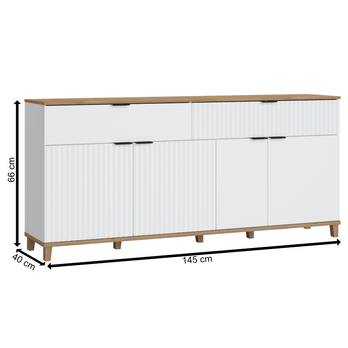 Komoda PLISSEE PLIK06 alpská bílá/dub grandson 3