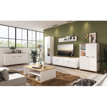 Vitrína PLISSEE PLIV01 alpská bílá/dub grandson 1