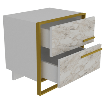 Noční stolek POLKA bílý mramor/zlatá 2