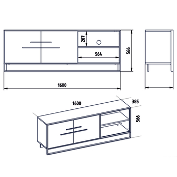 TV komoda POLKA bílý mramor/zlatá 5