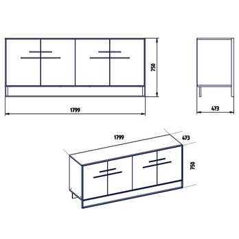 Komoda POLKA bílý mramor/zlatá 3