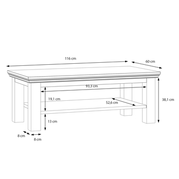 Konferenční stolek PONTYPOOL bílá/dub riva, šířka 116 cm 5