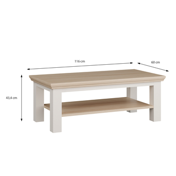 Konferenční stolek PONTYPOOL bílá/dub riva, šířka 116 cm 6