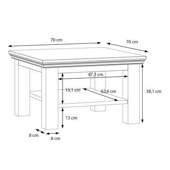 Konferenční stolek PONTYPOOL bílá/dub riva, šířka 70 cm 5