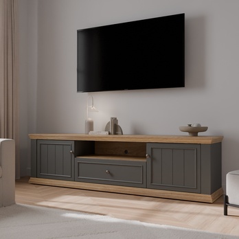 TV komoda PONTYPOOL šedá/dub mauvella, šířka 200 cm 1
