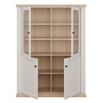 Vitrína PONTYPOOL bílá/dub riva, šířka 120 cm 3