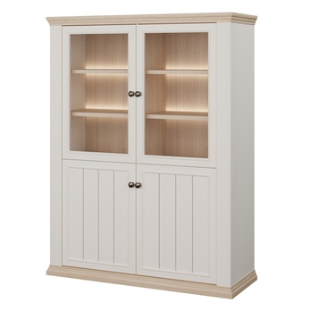 Vitrína PONTYPOOL bílá/dub riva, šířka 120 cm 6