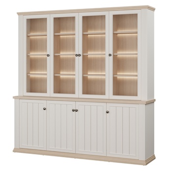 Knihovna PONTYPOOL bílá/dub riva 6