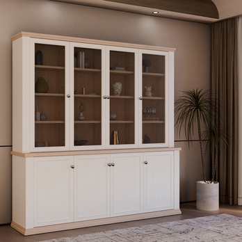 Knihovna PONTYPOOL bílá/dub riva 7