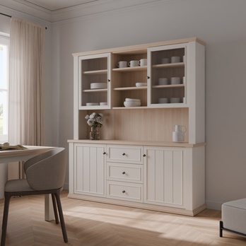 Příborník PONTYPOOL bílá/dub riva 1