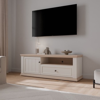 TV komoda PONTYPOOL bílá/dub riva, šířka 150 cm 1