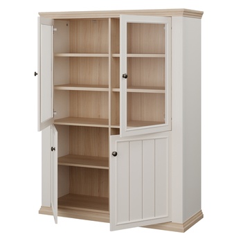 Vitrína PONTYPOOL bílá/dub riva, šířka 120 cm 2