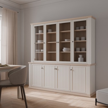 Knihovna PONTYPOOL bílá/dub riva 1