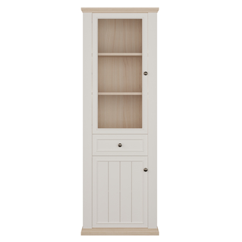 Vitrína PONTYPOOL bílá/dub riva, šířka 70 cm, levá/pravá 4