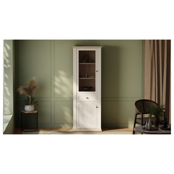 Vitrína PONTYPOOL bílá/dub riva, šířka 70 cm, levá/pravá 10