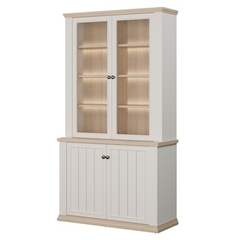 Vitrína PONTYPOOL bílá/dub riva, šířka 110 cm 6