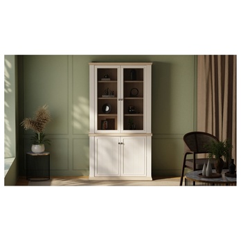 Vitrína PONTYPOOL bílá/dub riva, šířka 110 cm 8