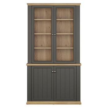 Vitrína PONTYPOOL šedá/dub mauvella, šířka 110 cm 4