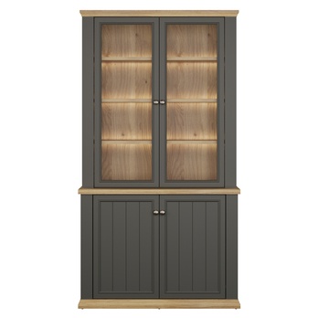 Vitrína PONTYPOOL šedá/dub mauvella, šířka 110 cm 5