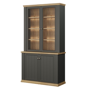 Vitrína PONTYPOOL šedá/dub mauvella, šířka 110 cm 6