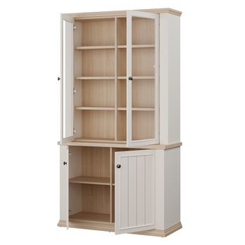 Vitrína PONTYPOOL bílá/dub riva, šířka 110 cm 2