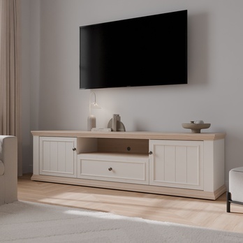 TV komoda PONTYPOOL bílá/dub riva, šířka 200 cm 1