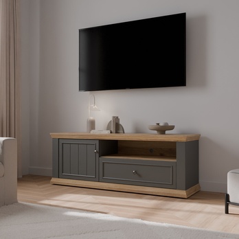 TV komoda PONTYPOOL šedá/dub mauvella, šířka 150 cm 1