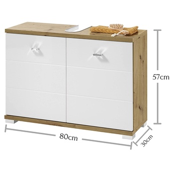 Umyvadlová skříňka POOL, 80 cm dub artisan/bílá 4