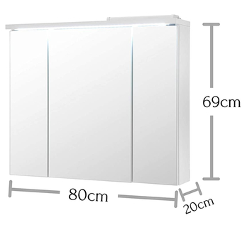Zrcadlová skříňka POOL bílá vysoký lesk, 80 cm 3