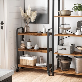 Servírovací stolek  PORTA černá/hnědá 1