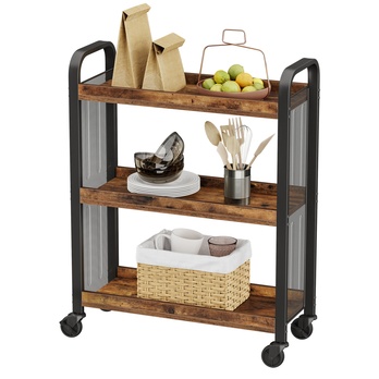 Servírovací stolek  PORTA černá/hnědá 2