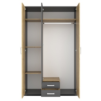 Šatní skříň POSEDA 3D antracitová/dub artisan 1