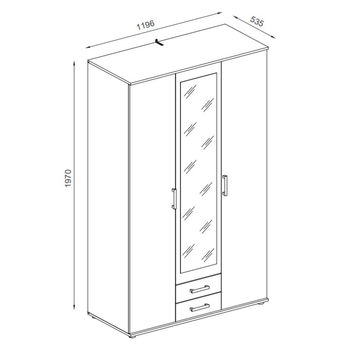 Šatní skříň POSEDA 3D antracitová/dub artisan 2