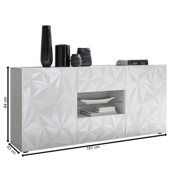 Komoda PRISMA 8 bílá lesklá 3