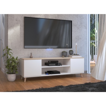 TV stolek PRUE bílá/dub sonoma 1