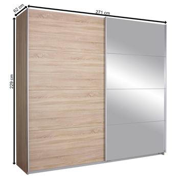 Šatní skříň QUADRA 271 dub sonoma/zrcadlo 3