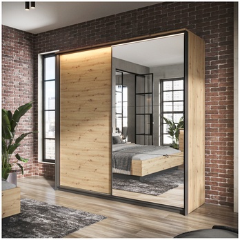 Šatní skříň  QUANT QS-01 dub artisan/černá 1