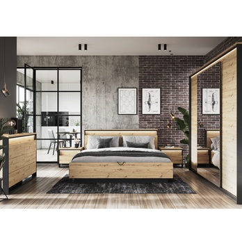 Postel QUANT QS-02 dub artisan/černá, 180x200 cm 1