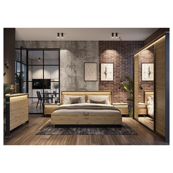 Postel QUANT QS-02 dub artisan/černá, 140x200 cm 1