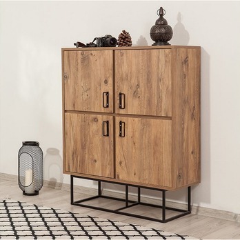 Komoda QUANTUM atlantická borovice/černá, šířka 93 cm 1