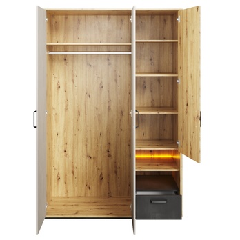 Šatní skříň QUBIC 02 dub artisan/šedá 3