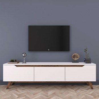 TV stolek  QUINN bílá/tmavý ořech 3