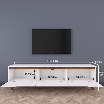 TV stolek  QUINN bílá/tmavý ořech 4