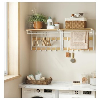 Nástěnný věšák RACK přírodní/bílá 3