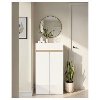 Botník RAINBOW 1 světlý dub/bílá vysoký lesk 1