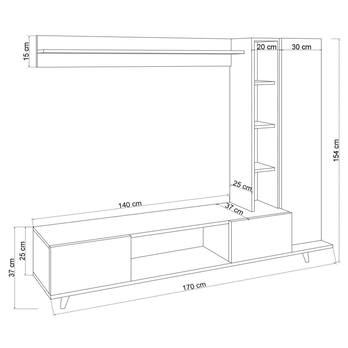 Obývací stěna RAMBUTY dub/bílá 3